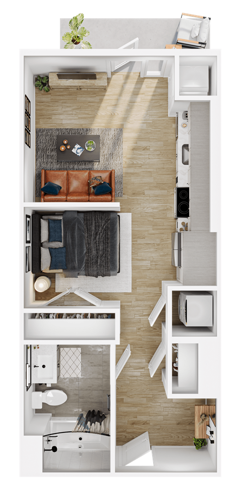 Floor plan for studio, 1 bath, 461 sqft